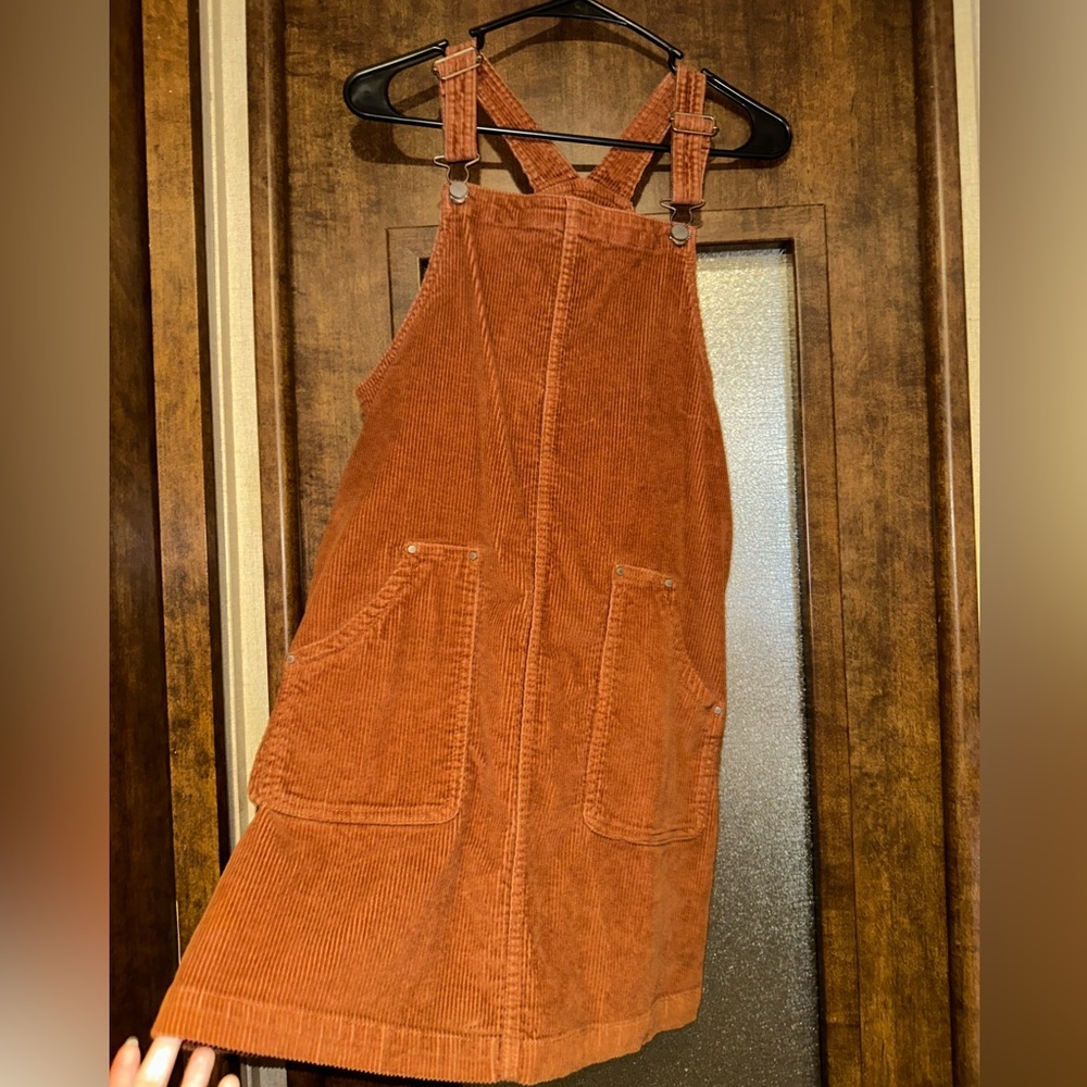 Corduroy overall mini dress